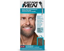 Just for Men Snor en Baard Haarkleuring M35 Middenbruin - Haarverf voor Mannen - Grijs Haar Verdwijnt in 5 Minuten - Versterkt Natuurlijke Kleur - Eenvoudig te Borstelen - Zonder Ammoniak - Meerdere Keren Bruikbaar - Blijft tot 8 Weken Zitten