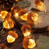 3D Acorn Fall Decorations String Lights - Full Size Acorn Christmas Theme 10 feet 30 LEDs 8 Twinkle Modes with Remote for Autumn Harvest Kitchen Baby Shower Thanksgiving Party Home Garden Wreath
