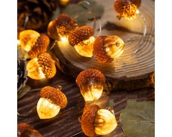 3D Acorn Fall Decorations String Lights - Full Size Acorn Christmas Theme 10 feet 30 LEDs 8 Twinkle Modes with Remote for Autumn Harvest Kitchen Baby Shower Thanksgiving Party Home Garden Wreath