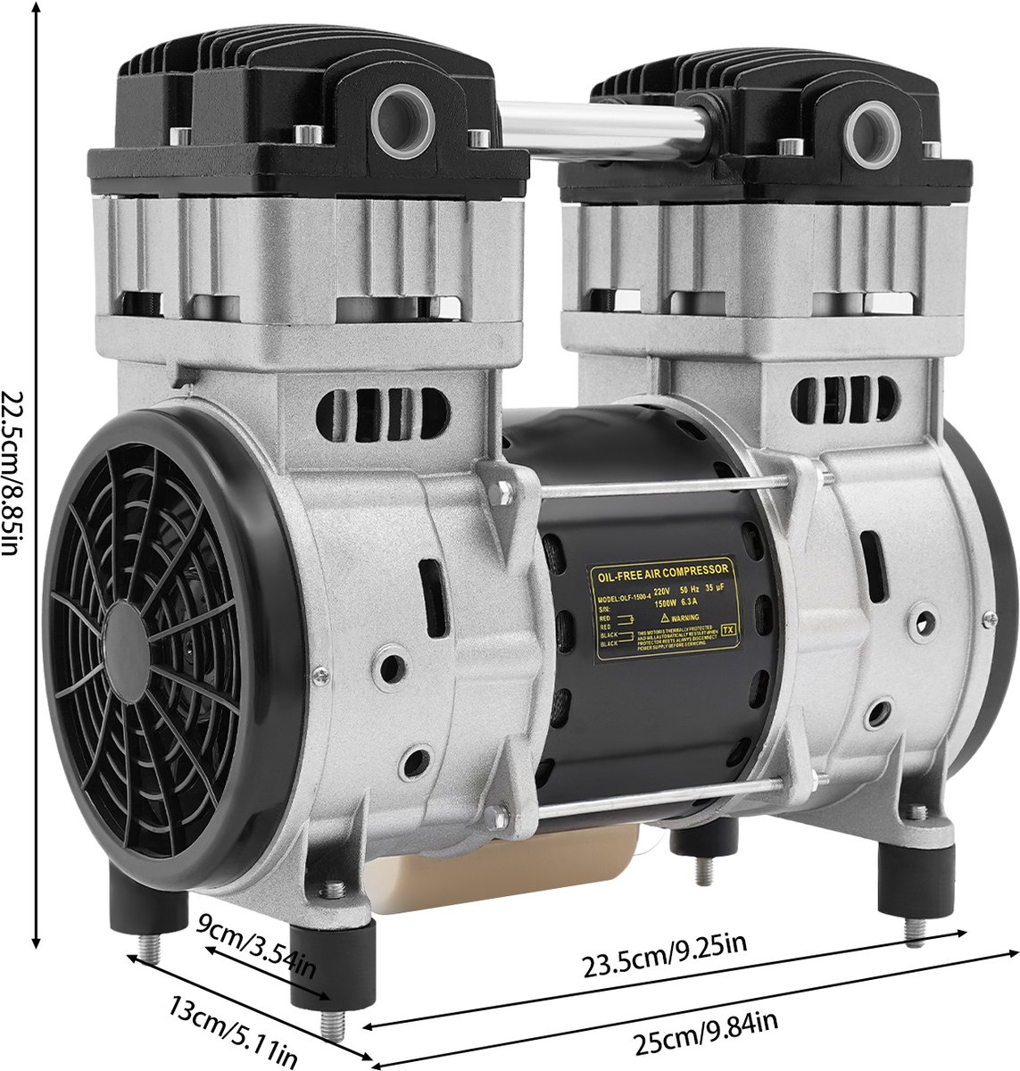 Luchtcompressor Pompkop - 1500W Vermogen - 140 L/min Capaciteit - IJzer En Koper Materiaal - Industrieel En Huishoudelijk Gebruik
