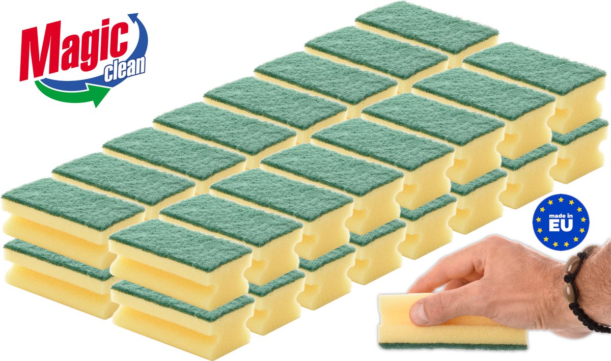 Schuursponsjes XL 32 stuks - Groot Formaat Grip - Afwasspons Pannen & Ovenschaal Keuken