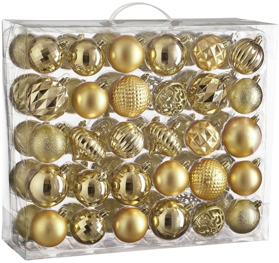 Mica Decorations Kerstballen Set - 60 Stuks - Ø7 cm - Onbreekbaar - Goud
