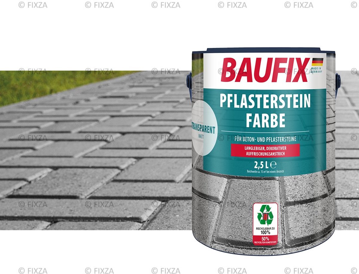 BAUFIX Bestrating Verf – Transparant – Mat 2,5L – Betonverf Buiten voor Tuintegels, Terras en Oprit – Slijtvaste Steenverf
