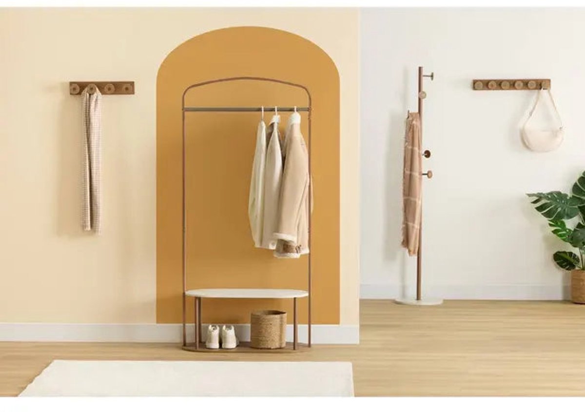 5Five Como Kapstok met bankje - 80x40x165cm - Bruin