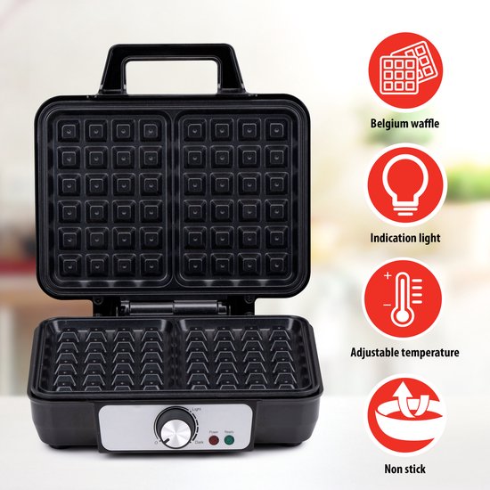 alpina Wafelijzer 1000W - Wafelmaker voor Brusselse Wafels - Geschikt voor 2 Wafels - Anti-Aanbaklaag van Alpina — afbeelding 5