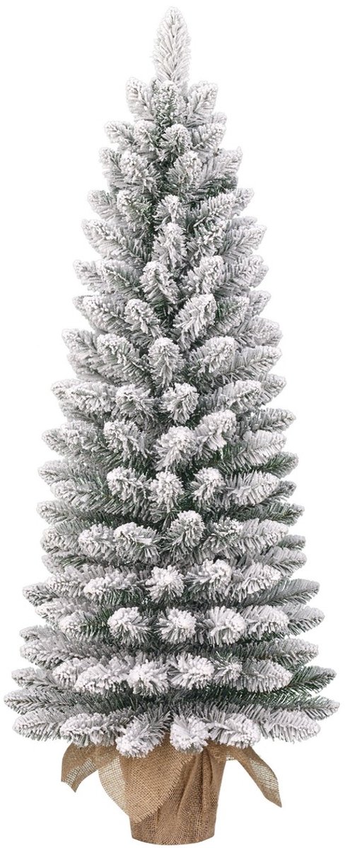 Black Box Trees Gerlos Smalle Kunstkerstboom in Jute - H90 x Ø41 cm - Groen Frosted