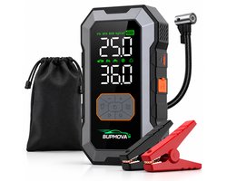 Bupmova 12V Jumpstarter - 4500A / 25.000 mAh - Accu Booster met Compressor 10 BAR - Starthulp - Startbooster voor Auto, Motor & Camper - LED SOS Noodverlichting