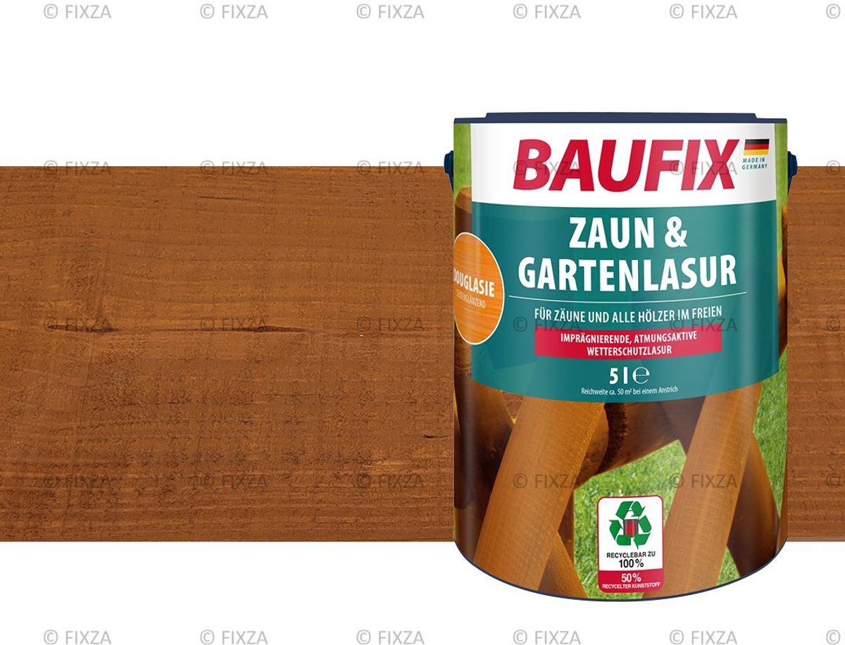 BAUFIX Schutting & Tuin Houtbeits – Douglas – Zijdeglans – 5 Liter – Voor Schutting, Tuinhuis & Blokhut – UV- & Weerbestendig