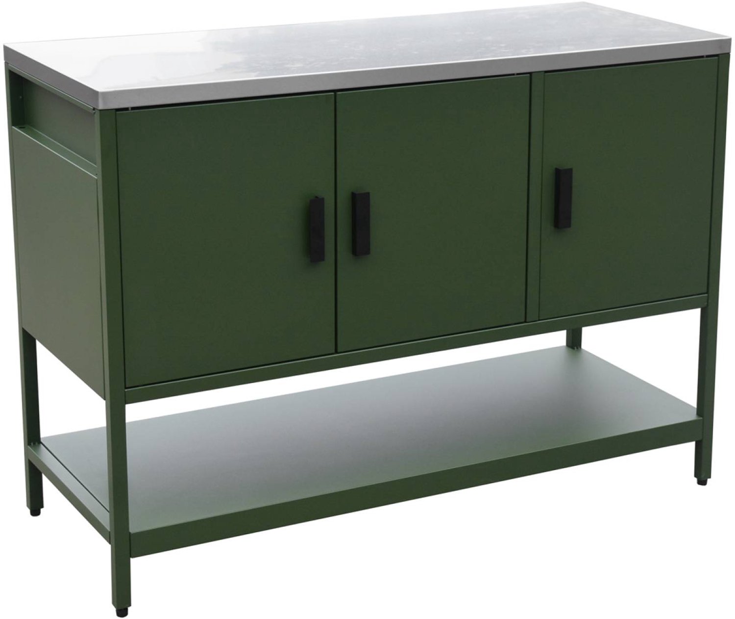 sweeek - Buitenkeukenmodule met 3 deuren en 1 plank staal 120x51x87,5 cm - naxos