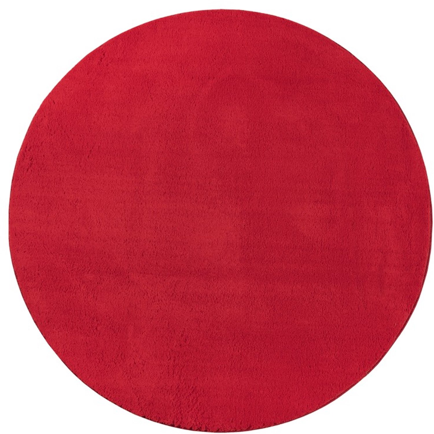 TapisTrend Harig tapijt Rood 120 cm rond Effen, wasbaar, antislip vloerkleed met een zachte pool van 19 mm voor de woonkamer, slaapkamer en eetkamer