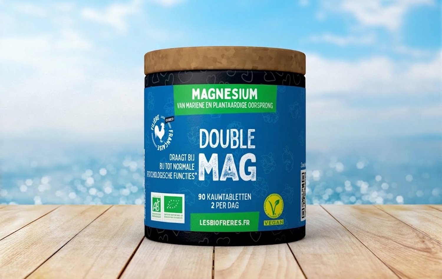 Les Bio Frères Double Mag Bio - Magnesiumsupplement - 90 Tabletten - Biologisch En Vegan - Voor Vegetariërs En Veganisten - 45 Dagen Kuur