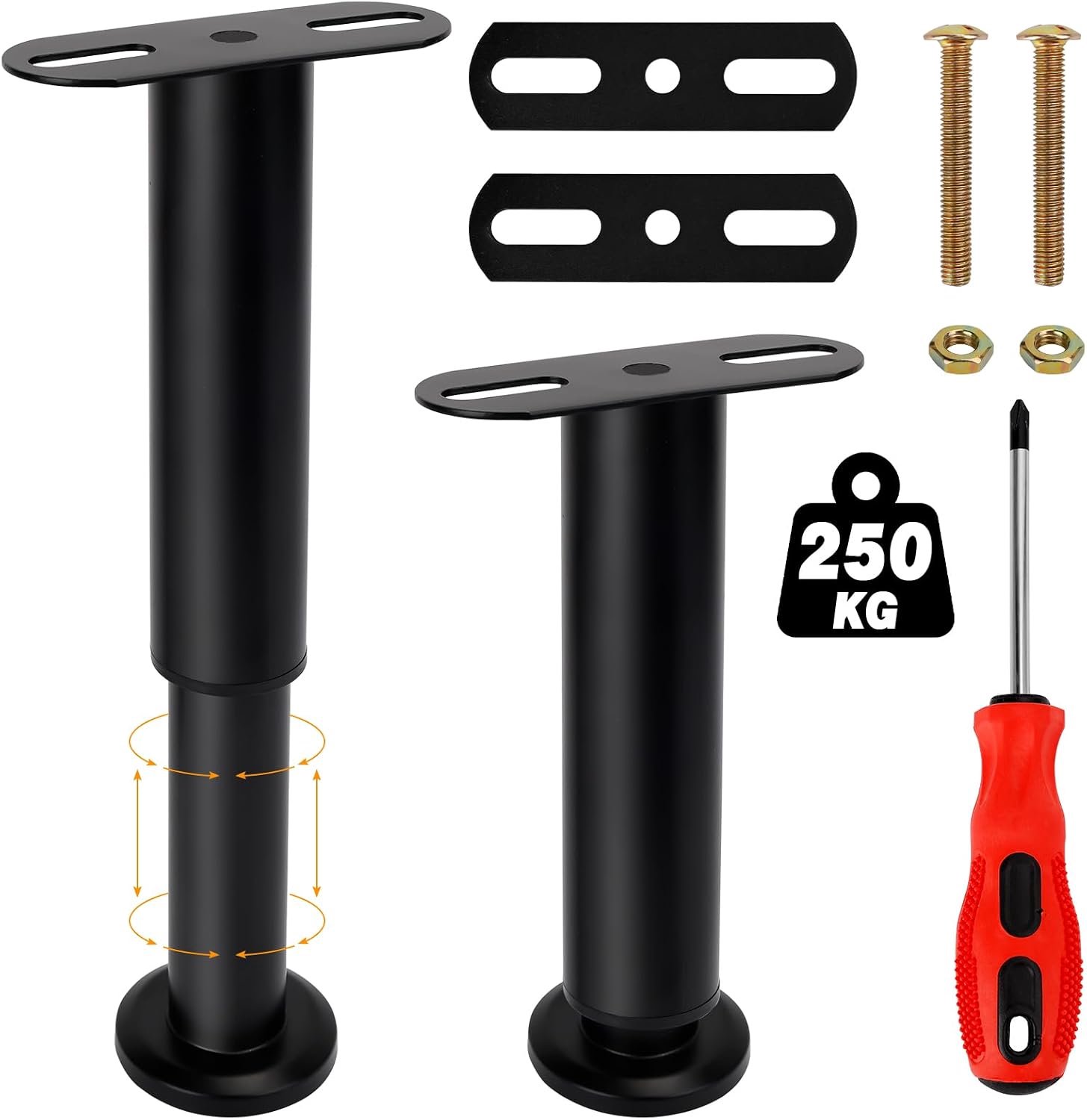 Dadabig 2 pieces bed legs, adjustable 18-30 cm (maximum load 250 kg), metal furniture legs, table legs, sofa holders - ShopVlot