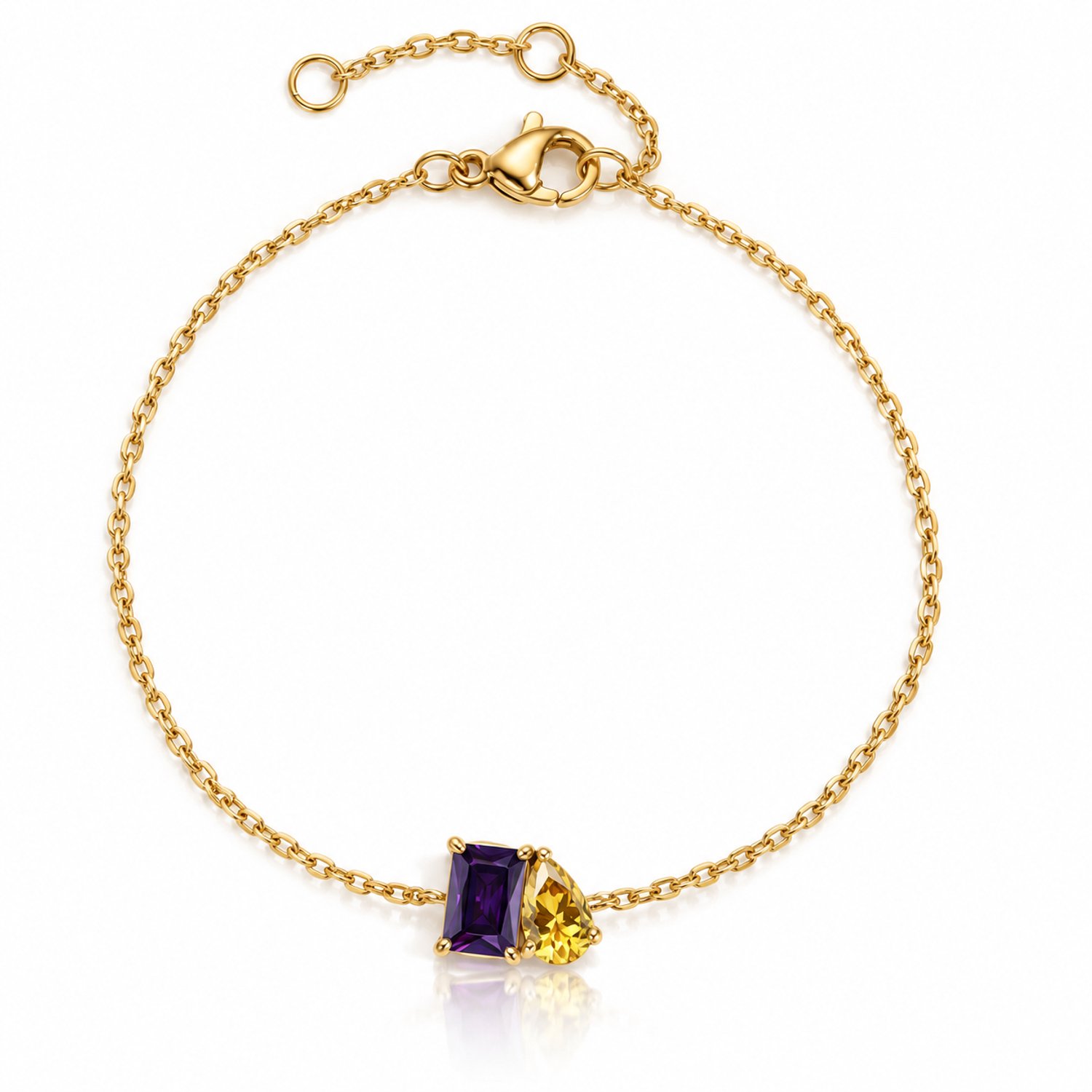 Maevi® Geboortesteen Armband - Maand: Februari - Kleur: Goud - Hoge Kwaliteit - Birthstone Bracelet - Cadeau / Kraamcadeau - Moeder / Mama Kado - Incl. Luxe Verpakking - RVS / Roestvrijstaal / Stainless Steel - Verkleurt Niet - Geboorte & Verjaardag