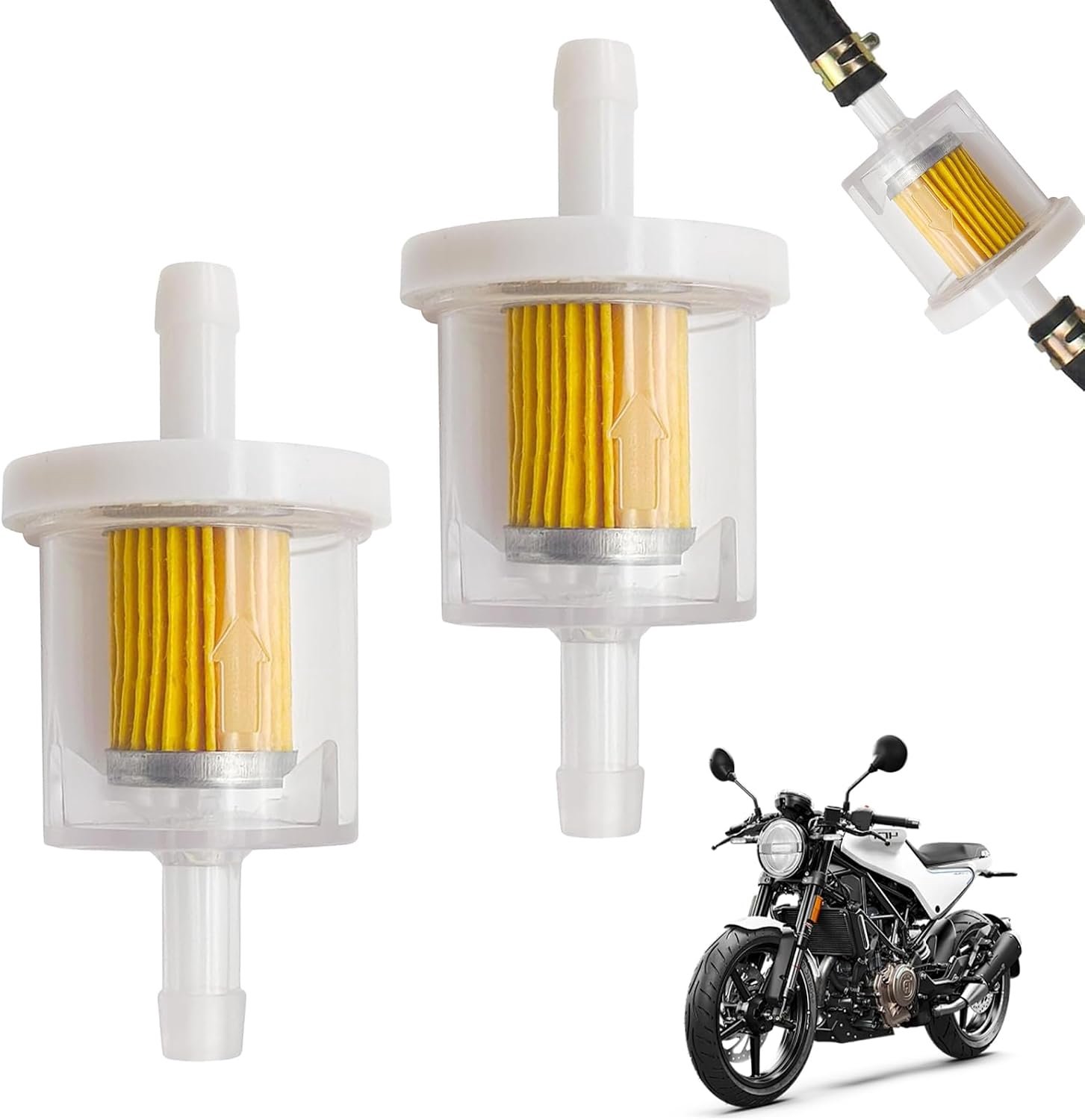 2 x 8 mm Petrol Filter Transparent for Motorcycle, Boat, Quad Bike, Moped and Lawnmower, High-Quality Connection - ShopVlot