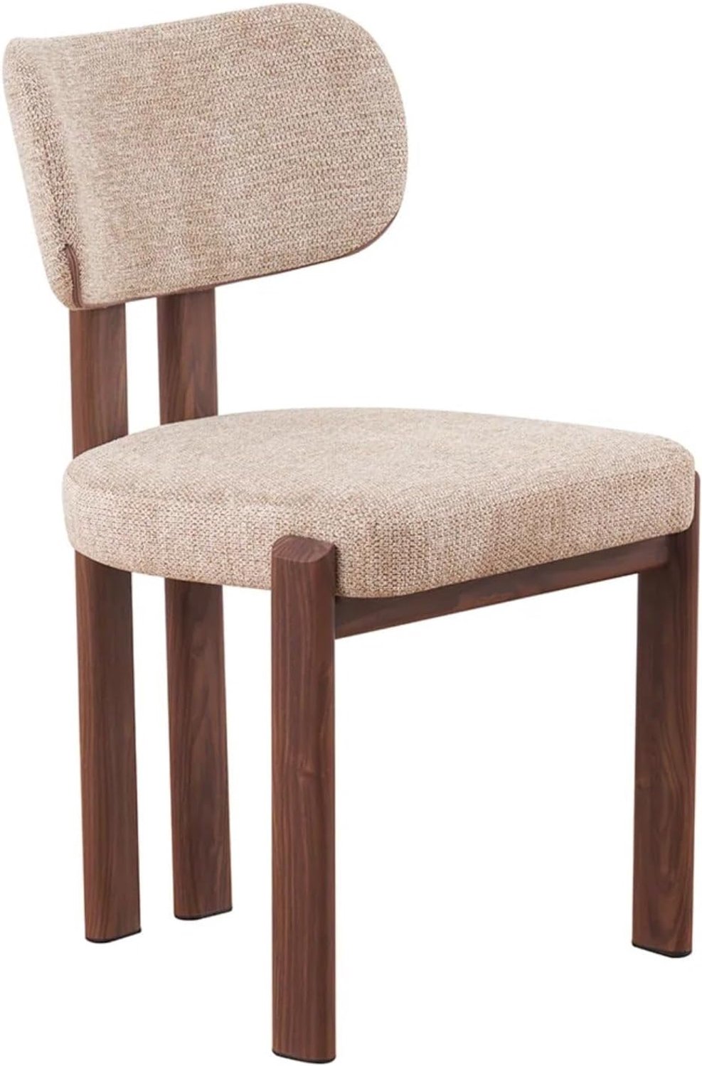 Eetkamerstoel Naomi Bruin – Japandi Eetstoel met Walnootkleurige Poten – Japanse Stijl Stoel voor Eetkamer, Woonkamer & Eettafel – Moderne Decoratieve Zitstoel