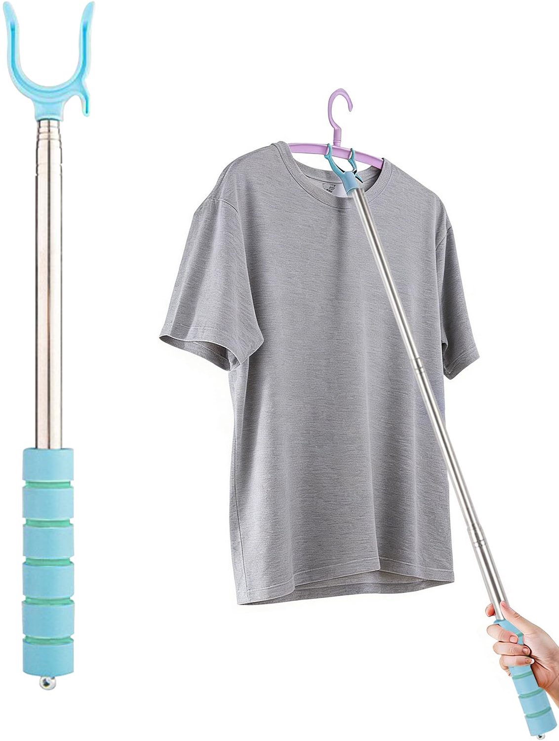 SnelShoppen - Telescopische Kledinghaak, U-vormige Haak voor Kleding, Ruimtebesparende 31-101 cm U-Vormige Telescopische Haak voor Kledingkast, Waslij