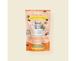 VEGCAT Digestives - Hypoallergene Kattensnacks - Voor Spijsvertering, Darmflora & Gevoelige Katten - Met Inuline, Cellulose & Taurine - Vegan & Graanvrij