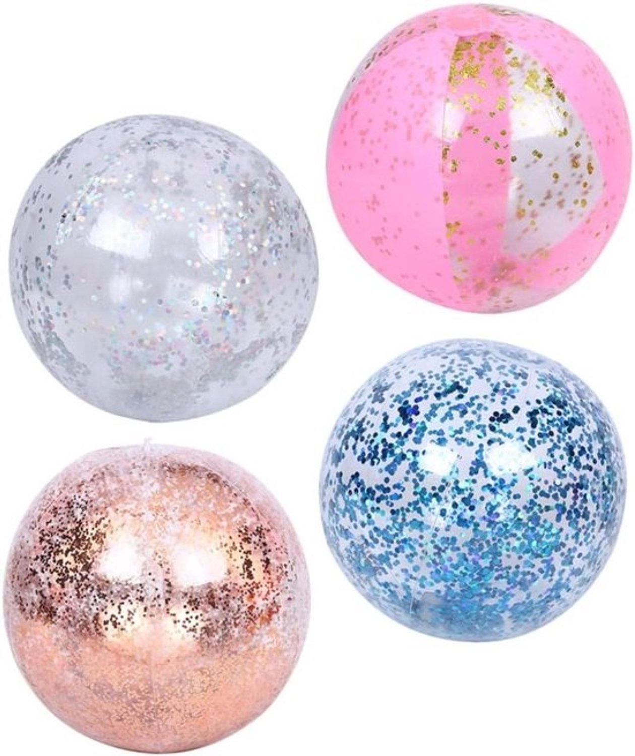 Opblaasbare Paillettenbal - Strandbal Glitter - Zomer Plezier - Met Glitter Confetti - 40 cm Diameter - Diverse Kleuren