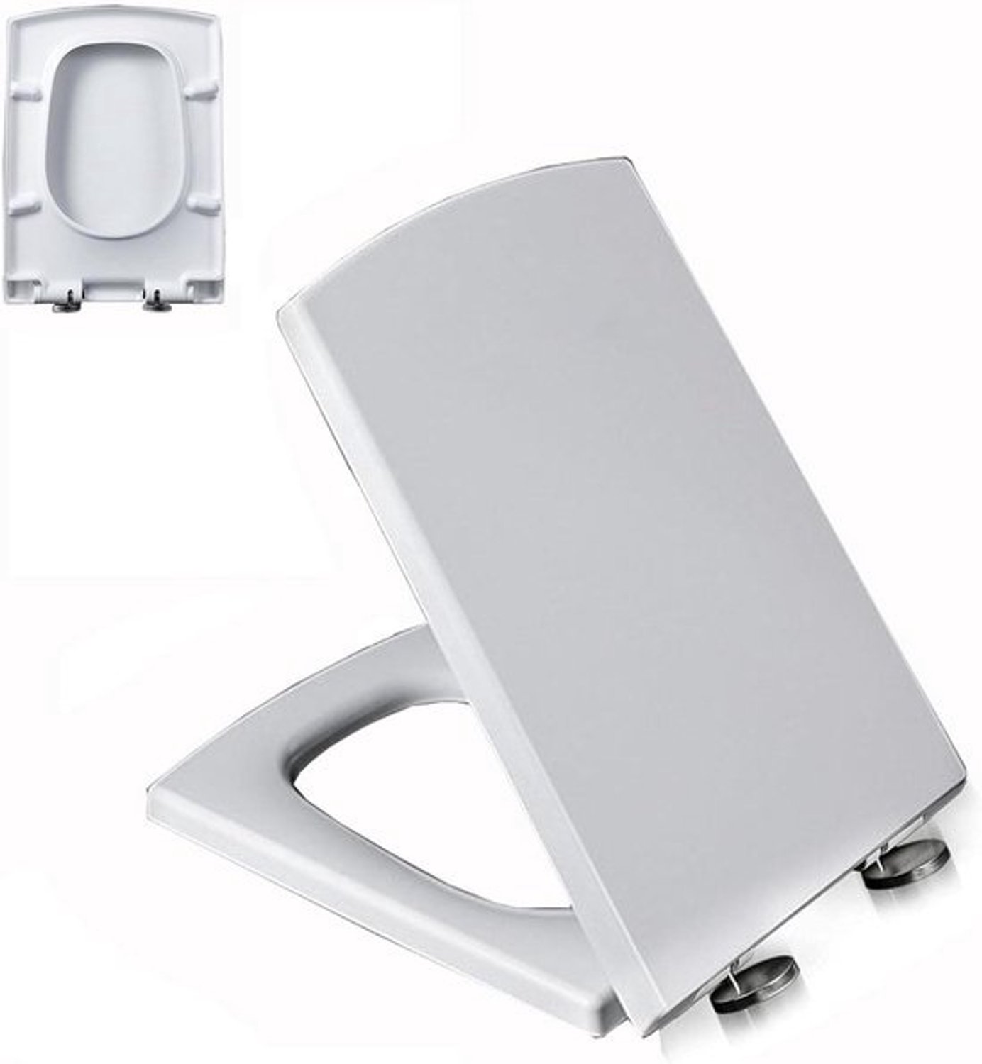 Toiletbril vierkant - Zachte sluiting - Badkamer vernieuwen - Snel los te koppelen - 465 x 355 cm - Wit