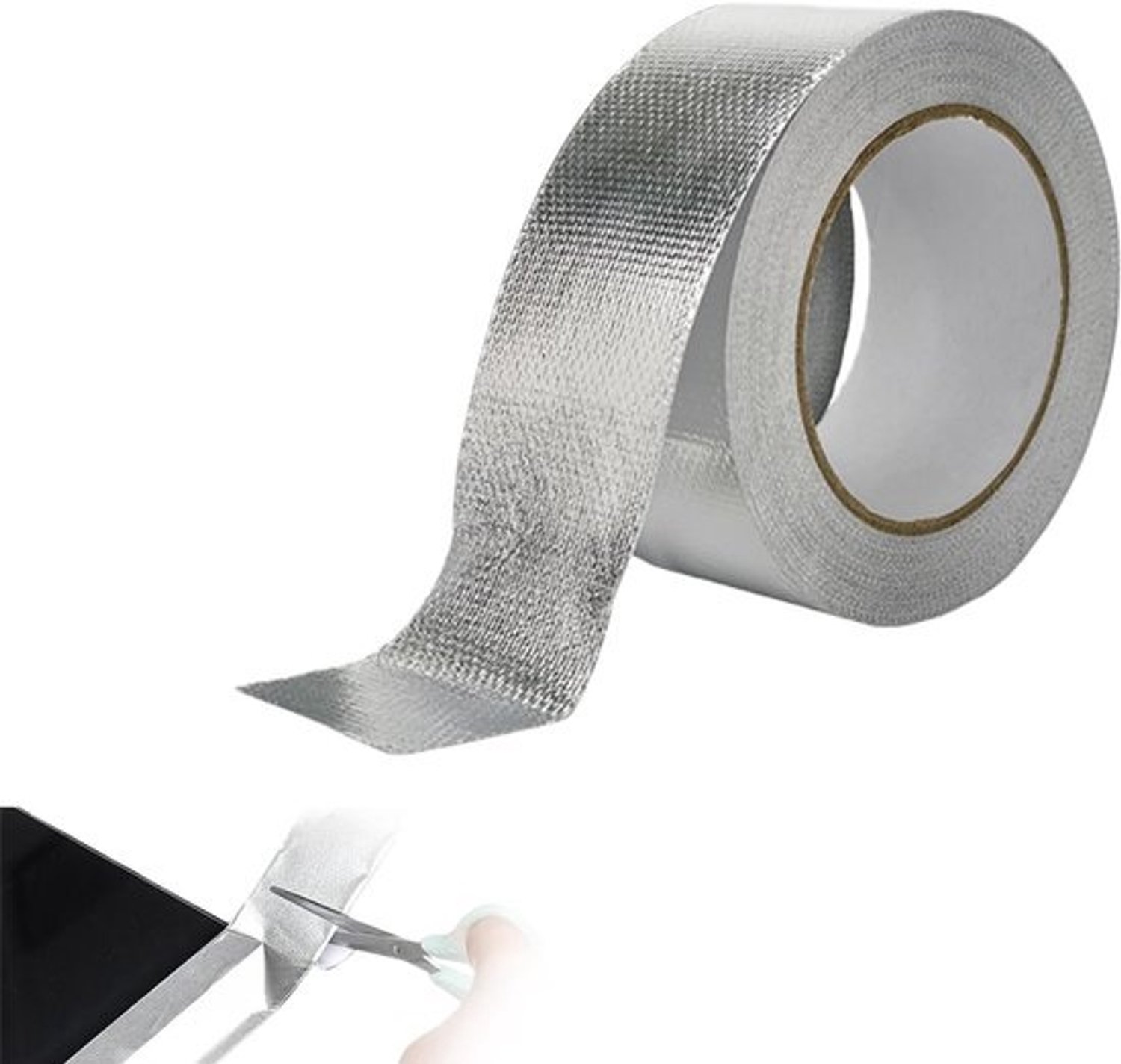 Hittebeschermingsband - Uitlaatband isolatie - Motoronderdelen beschermen - Aluminium backing - 10m x 5cm - Grijs