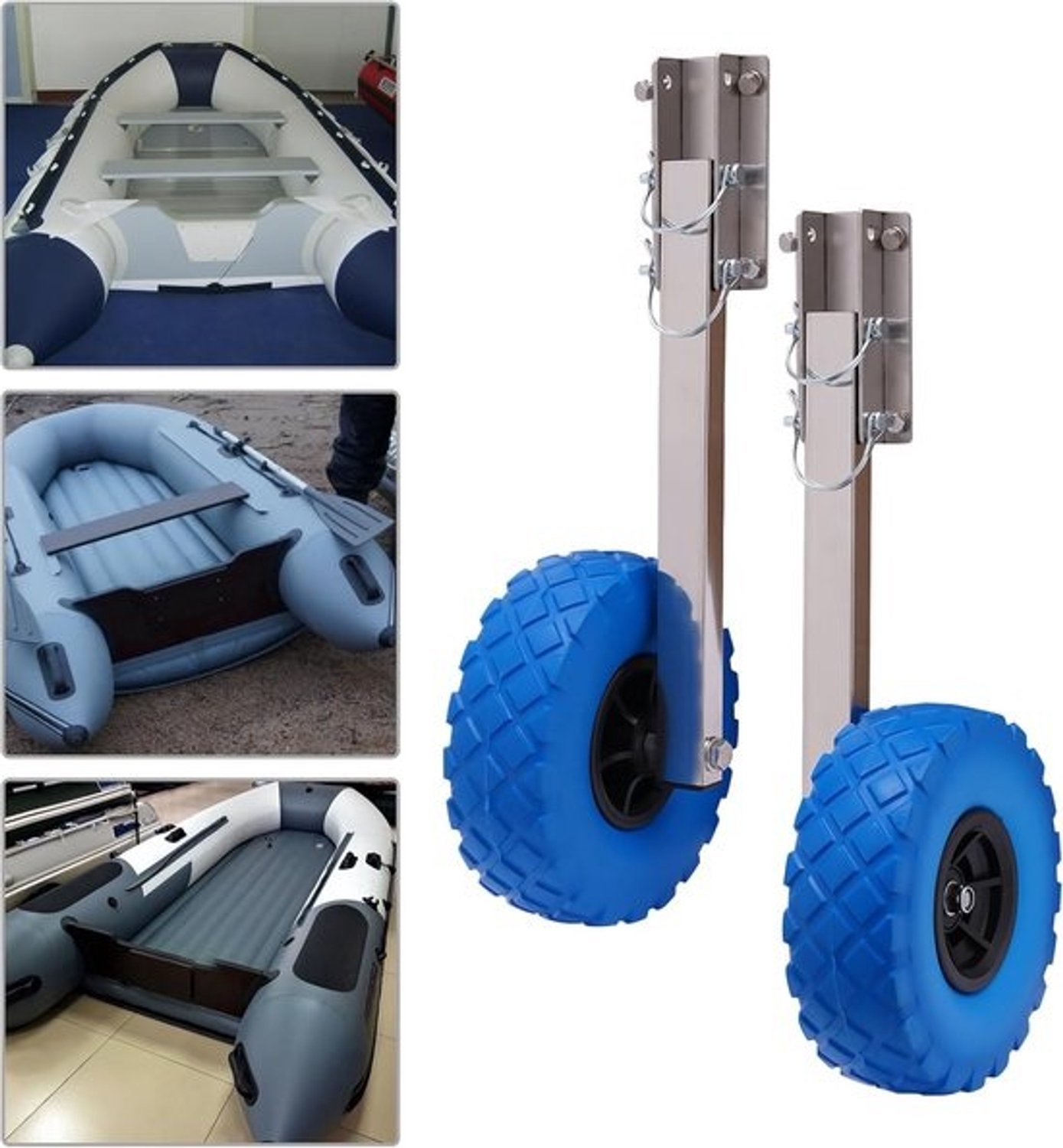 Rubberboot Wielen - Transportwielen Achterwielen - Boot Verplaatsen - Inklapbaar Roestvrij Staal - 10 Inch Banden