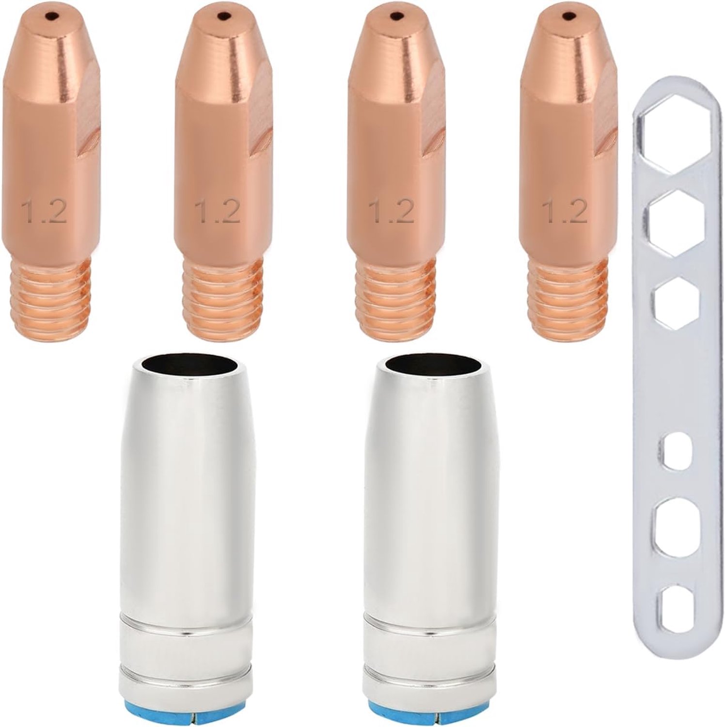 MIG MAG laspistool accessoires - 2 x gasnippels - 4 x contactpunten - universele vervangingsonderdelen - Vemera