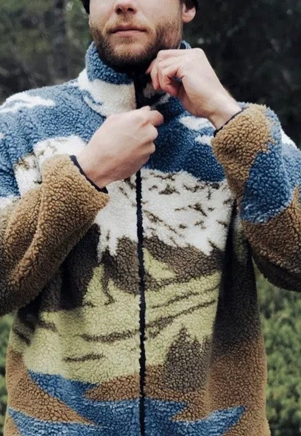 PICTURE HAFDALS ZIP FLEECE – M Cloudy Landsc Sherpa