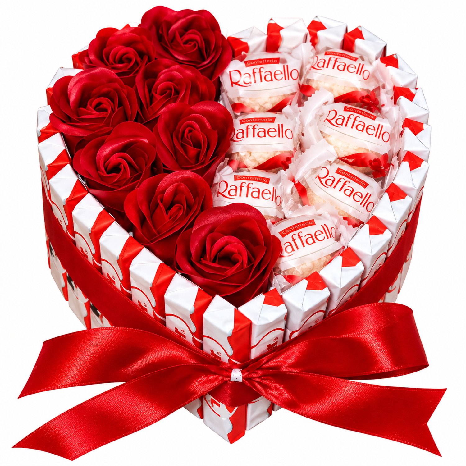 Nina’s Giftshop® Chocolade Hart met Kinder & Raffaello – Handgemaakt Cadeau – Chocolade Cadeau – Valentijn – Cadeau voor Haar – Liefde – Verjaardag