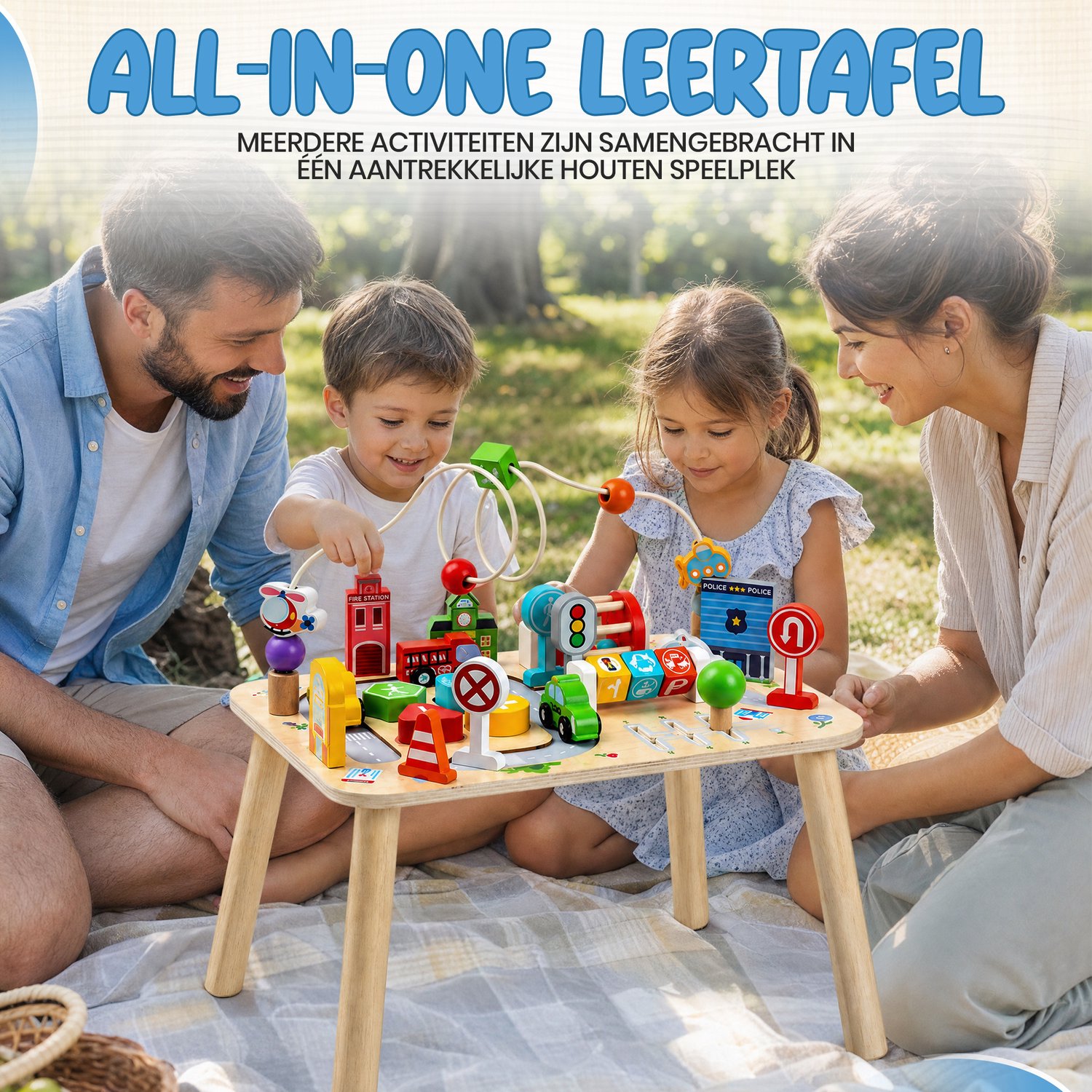 Activiteiten Tafel – Houten Speeltafel Peuter – Montessori Speelgoed – Speelgoed Auto’s met Gebouwen & Verkeersborden – Educatief Speelgoed 1, 2 & 3 Jaar — afbeelding 5