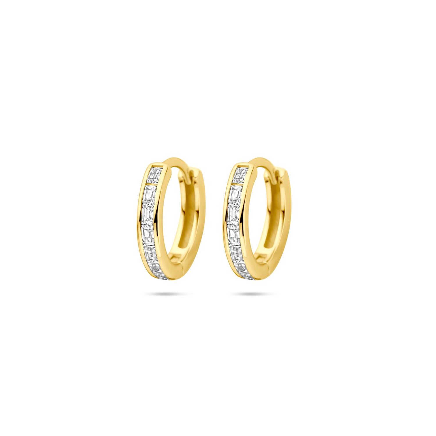 Zilver Verguld (Geel) Klapoorringen Zirkonia 12 Mm 1 Micron 2103698