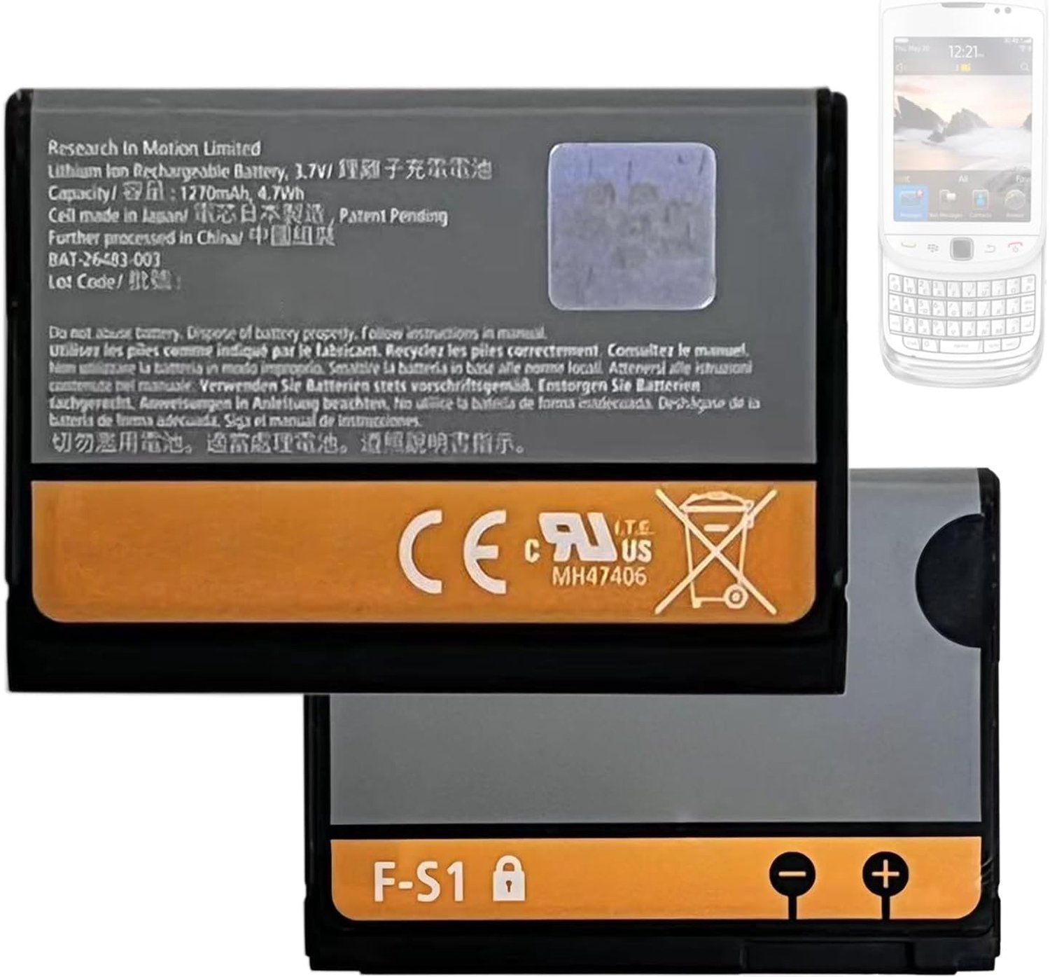 Vervangende batterij F-S1 BAT-26483-003 - Compatibel met Black-Berry Torch - Hoogwaardige cellen - ShopVlot