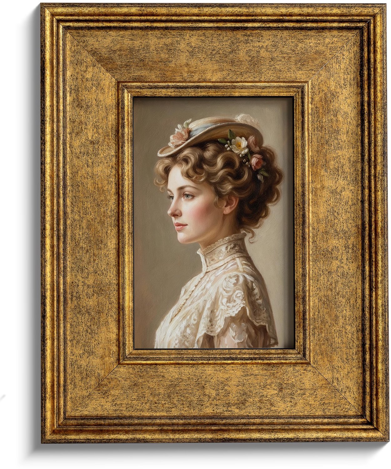Famanu Vintage fotolijst van 10 x 15 cm in donker goud met brede rand, perfect voor het tonen van herinneringen en foto's