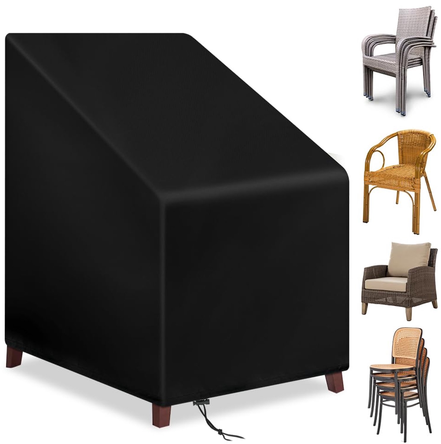 Famanu Beschermhoes voor tuinstoelen 65 x 65 x 120/70 cm, waterdicht en UV-bestendig, geschikt voor terras en tuin, zwart