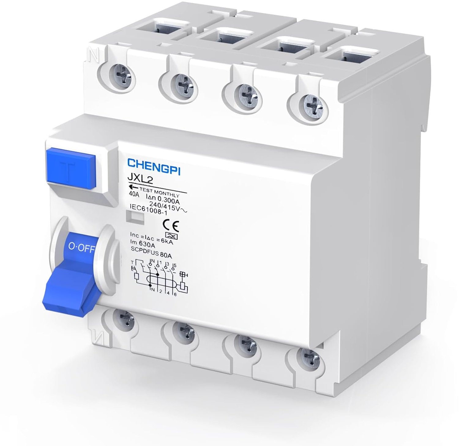 FI switch, RCD, Type A, 40 A, 300 mA /4-pol/RCD, all-current sensitive current switch, automatic fuse.. - ShopVlot