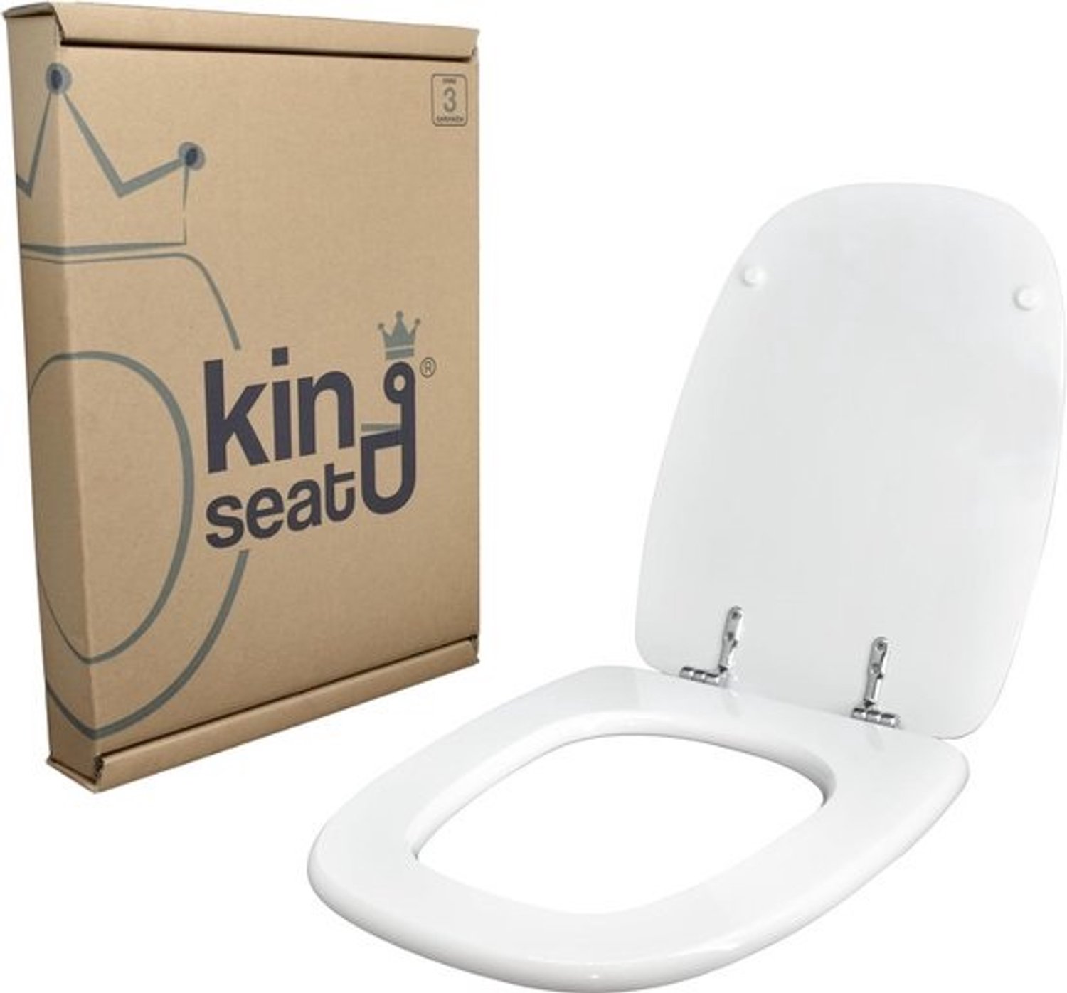 Vierkante toiletbril MDF met verchroomde scharnieren - Universele pasvorm