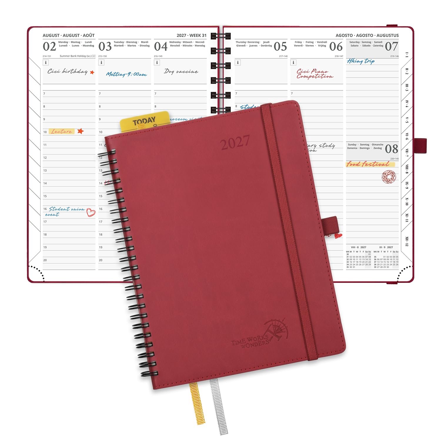 POPRUN Agenda 2027 Weekplanner ca.A5(21,8 x 16,4cm) met softcover