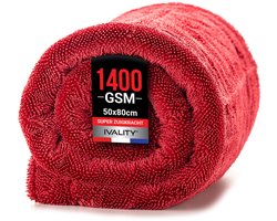 Ivality Auto Droogdoek XXL 80x50 cm – 1400 GSM Ultra-Absorberende Microvezeldoekje voor Auto- en Motorverzorging, Pluisvrij en Lakvriendelijk Twisted