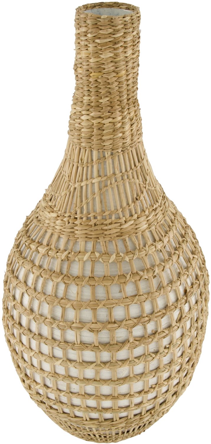 Youna Label Grote Hoge Vaas - Zeegras & Bamboe - Naturel - 52 cm