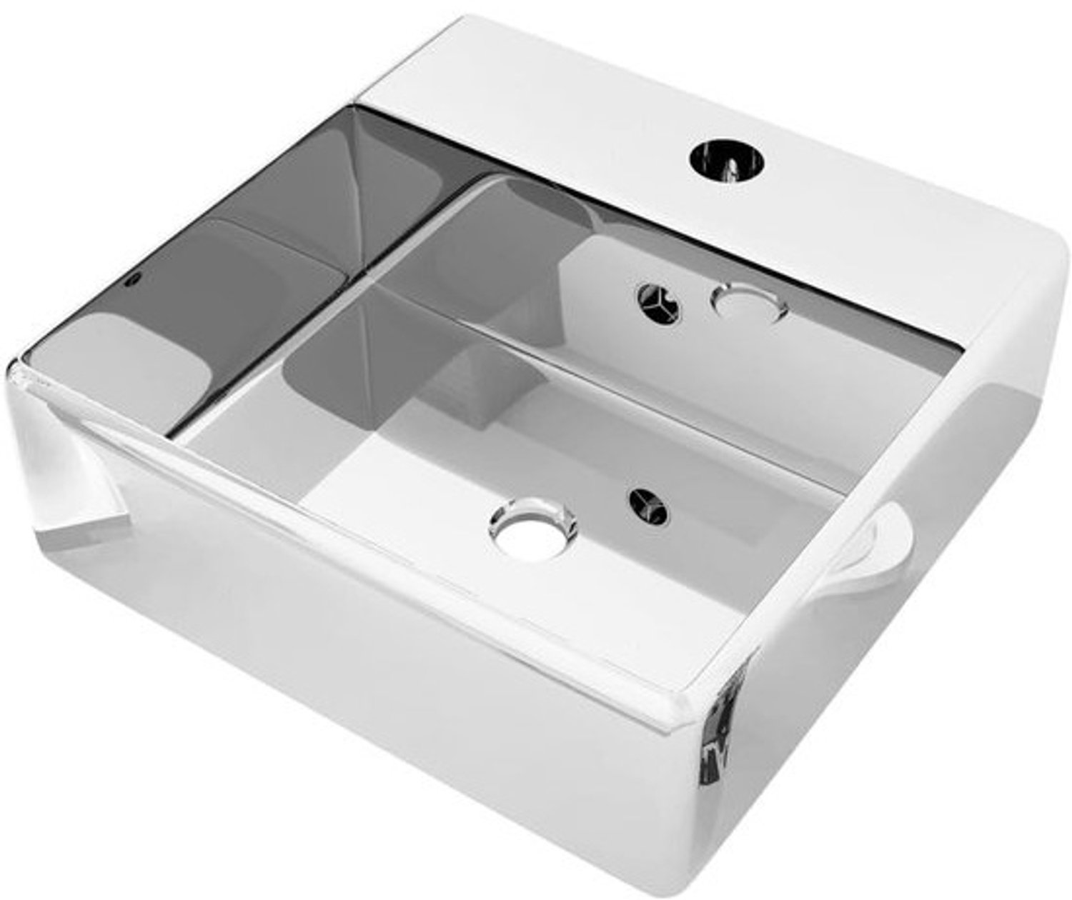 Keramische Wastafel - Badkamer Zink - Dagelijks Gebruik - Met Overloop - 41x41x15 cm - Wit