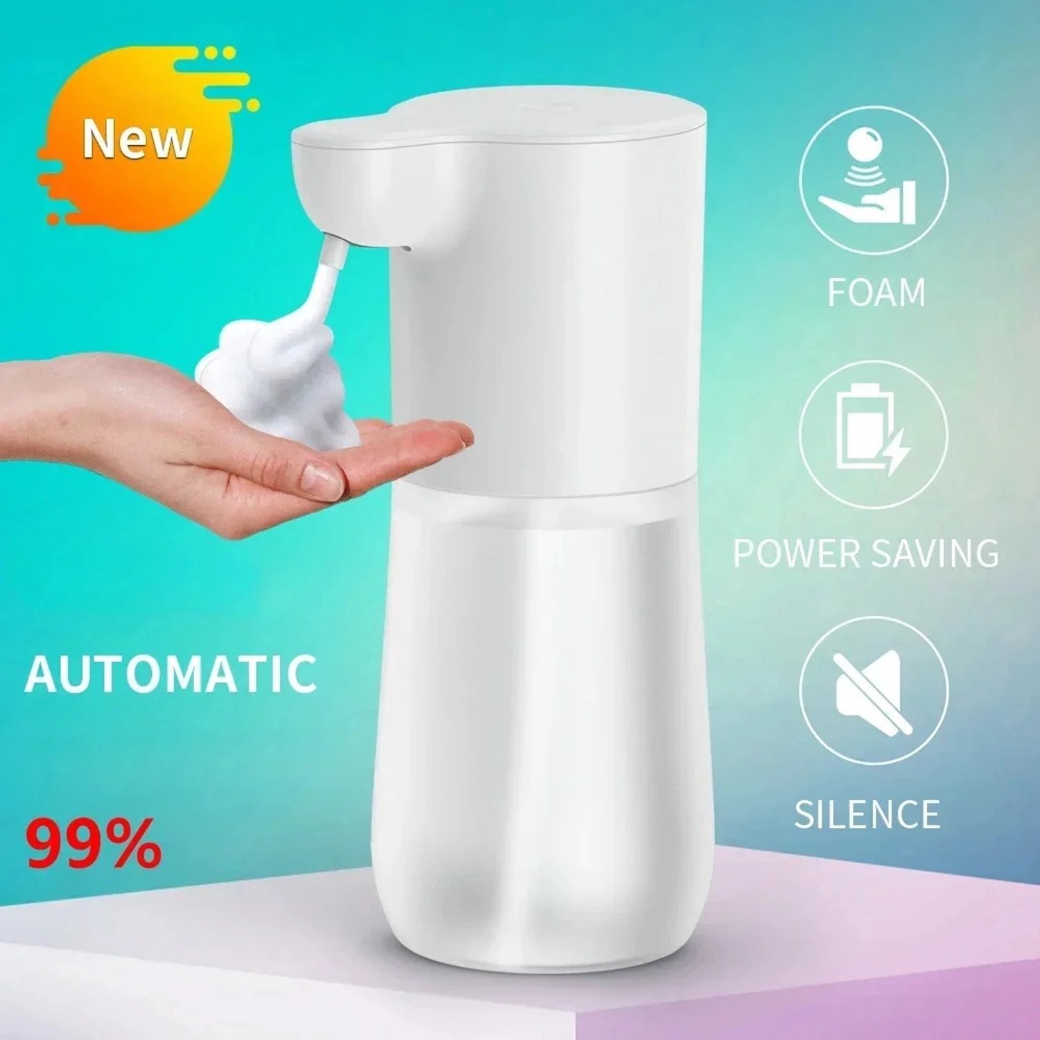 Cherrys Finds - Automatische Zeepdispenser - Zeeppompje - Automatische Zeep Dispenser - Oplaadbaar - Foam Technologie - Infrarood Sensor - Automatische Zeepdispenser Foam - Sensor Zeepdispenser - 350ml - Wit