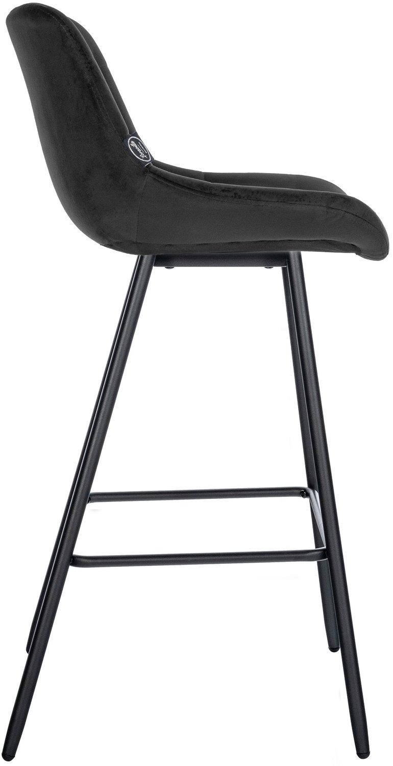 Barkruk - Zithoogte 74 cm - Ergonomisch - Fluweel - Zwart