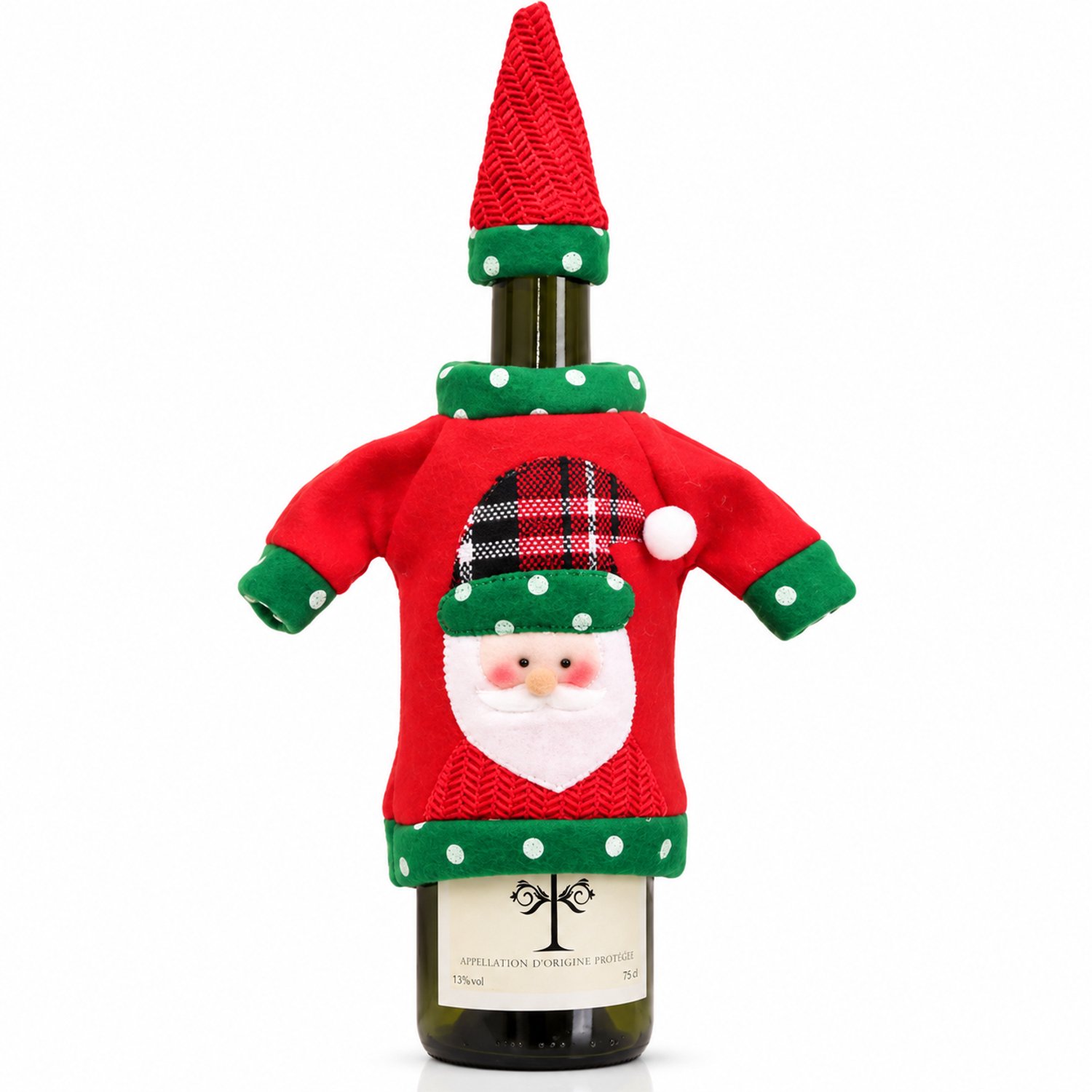 Nina’s Giftshop® Wijnzak Kerst – Kerstman Wijnfleshoes – Kerstcadeau – Wijngeschenk – Kersttrui voor Wijnfles – Cadeauverpakking – Kerst