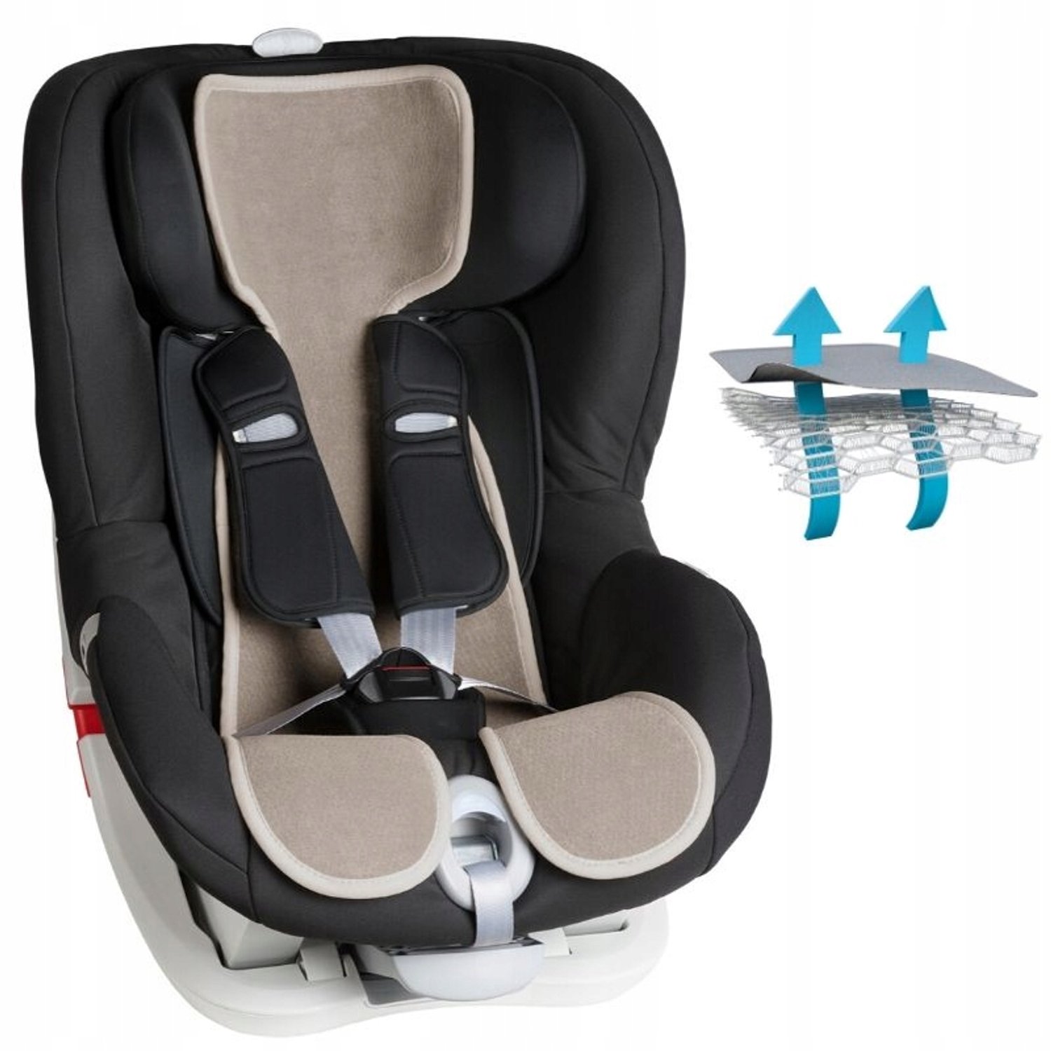 AirCuddle Anti-Transpiratie Inlegger Autostoel 9-18 kg - Licht Beige