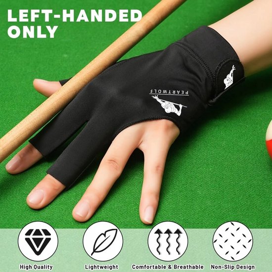 Merkloze Biljart Handschoen - Universeel Zwart/Rood — afbeelding 3