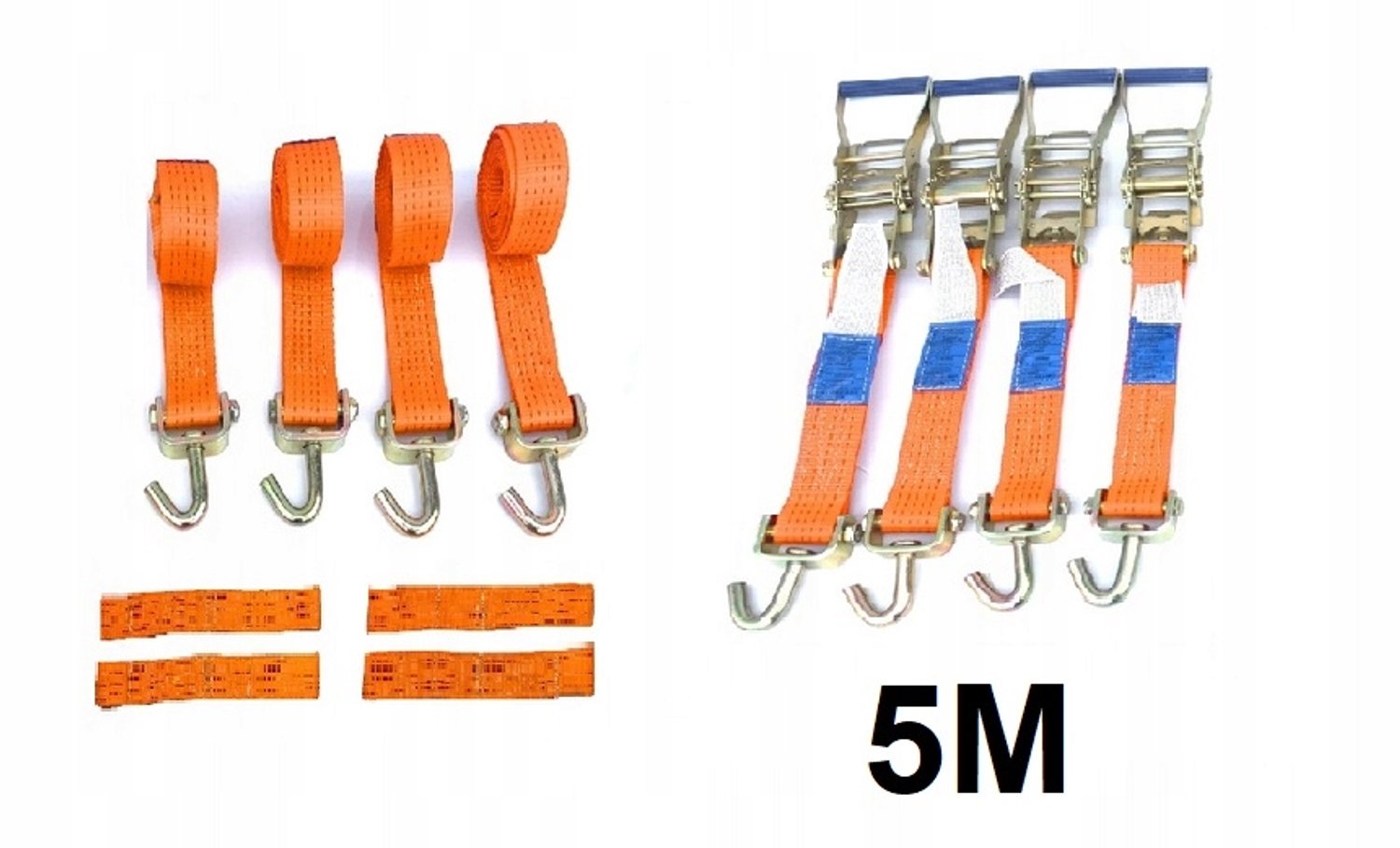 4x Spanbanden met Ratel & Haken - 5 Meter - 5 Ton
