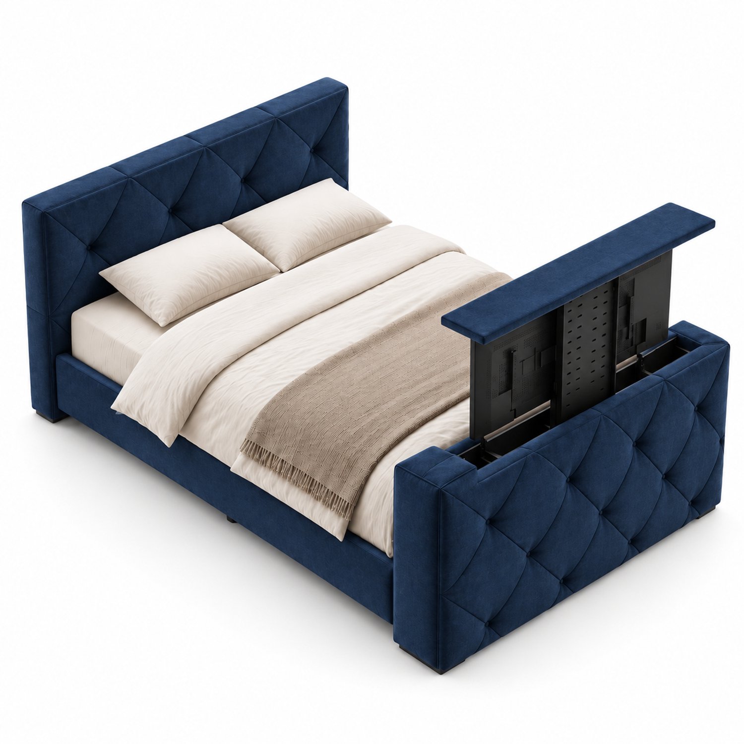 Boxspring FD Boxspring Ferrera met voetbord TV-lift 140x200 cm Donkerblauw