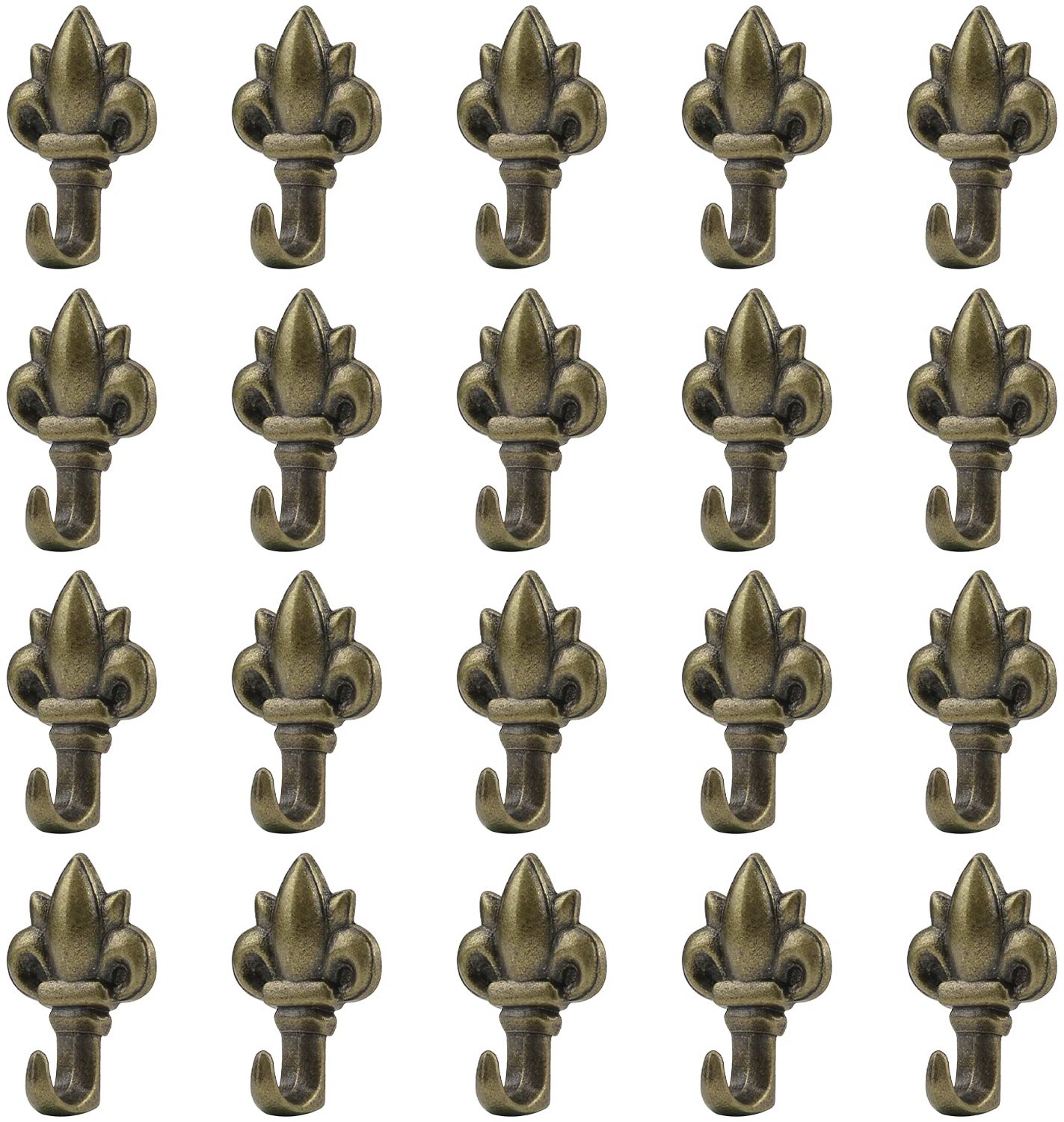 INCREWAY Push Pin Hangers, 20 stuks bronzen bloemvormige duwhaak vintage foto opknoping pin haken kleine muur haken met spijker om op te hangen (bloem