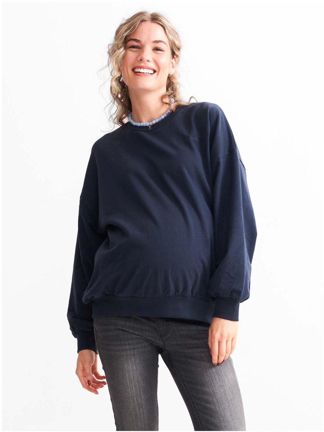 Prénatal zwangerschapssweater - positiekleding - Deep Sky Blue - Maat L