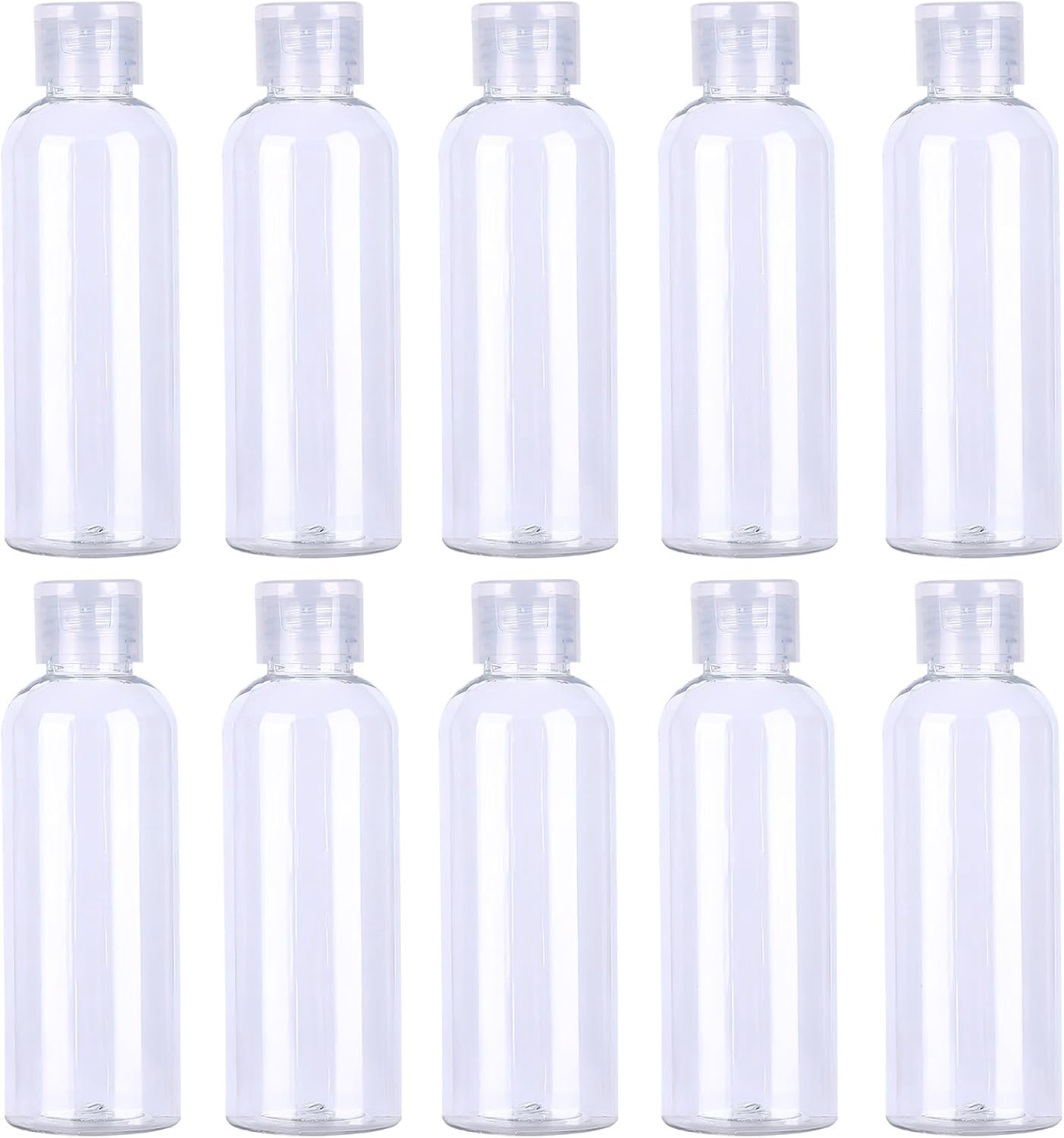 Reisflessen set 10 stuks 100ml - plastic flessen met flip cap - transparant voor cosmetica - ideaal voor onderweg - ShopVlot