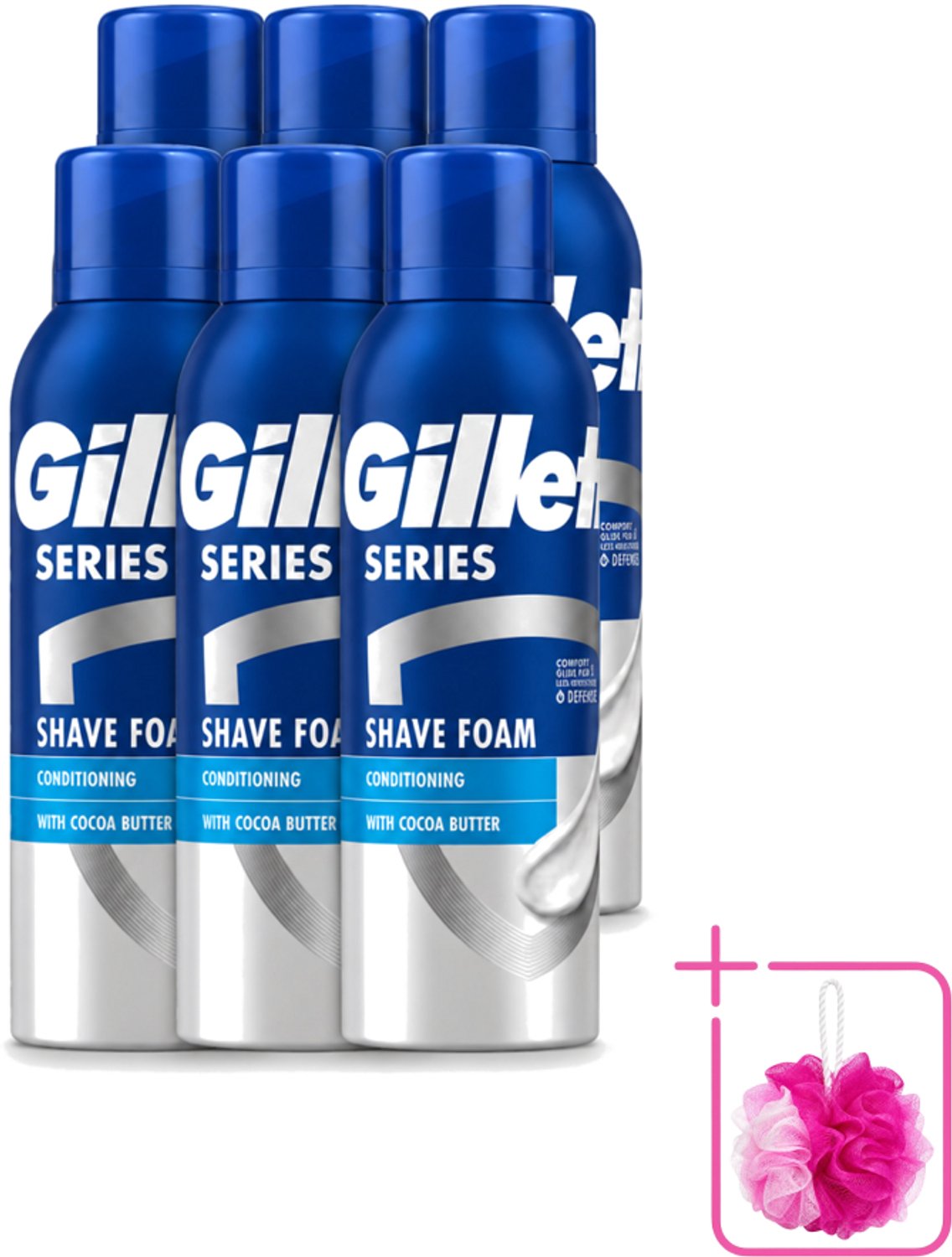 6 x Gillette - Series - Scheerschuim - Met Cacaoboter - 250 ml - Bulkverpakking - Scheerbeurt - Douchemop - Scheerschuim